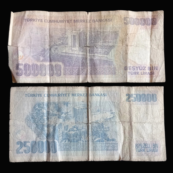 Vintage Banknote Mediterranean Lot 1978 Greece 100 Drachmai 1990s Turkish Lira 250 500K