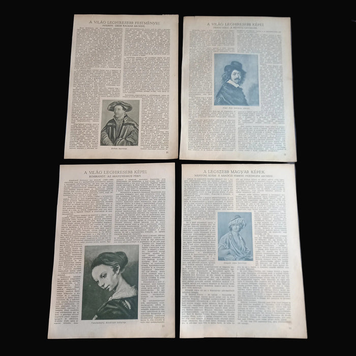 1931 Vintage Ephemera Art Prints Royal Men Rembrandt Frans Hals Portrait Old Masters Decor