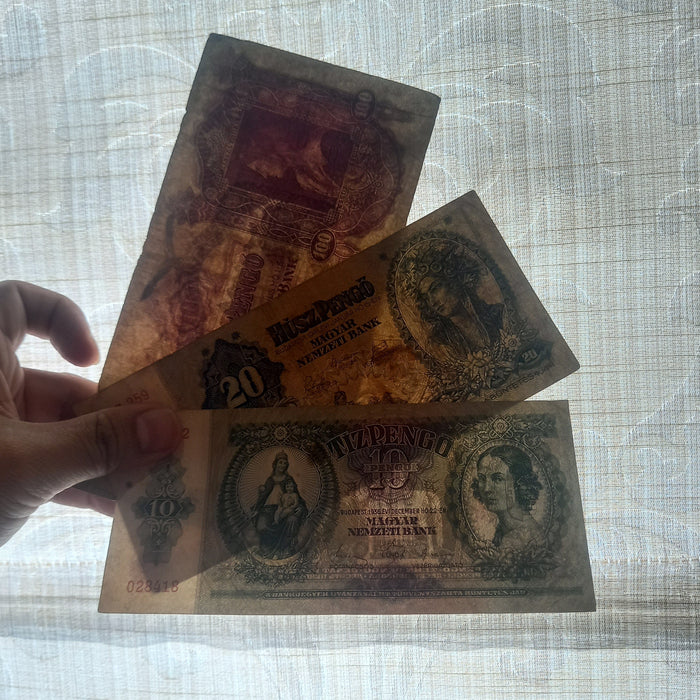 Vintage Banknote 1930-1941 Hungary Pengő 3pc Set 10 20 100 Collectible Old Paper Money