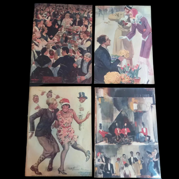 1931 Vintage Ephemera Art Prints Roaring Twenties Jazz Celebration A Pesti Hirlap Newspaper