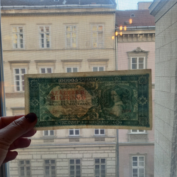 1946 Hungary Banknote 100,000 Milpengő 100 Billion Pengo Hyperinflation Collectible