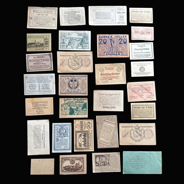 Antique Banknote 1914-1921 Germany Austria Notgeld WWI Collection Lot of 29 Good