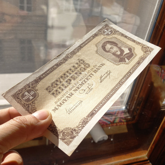1946 Hungary Banknote One Million Milpengo Trillion Pengo Bill Lajos Kossuth AU