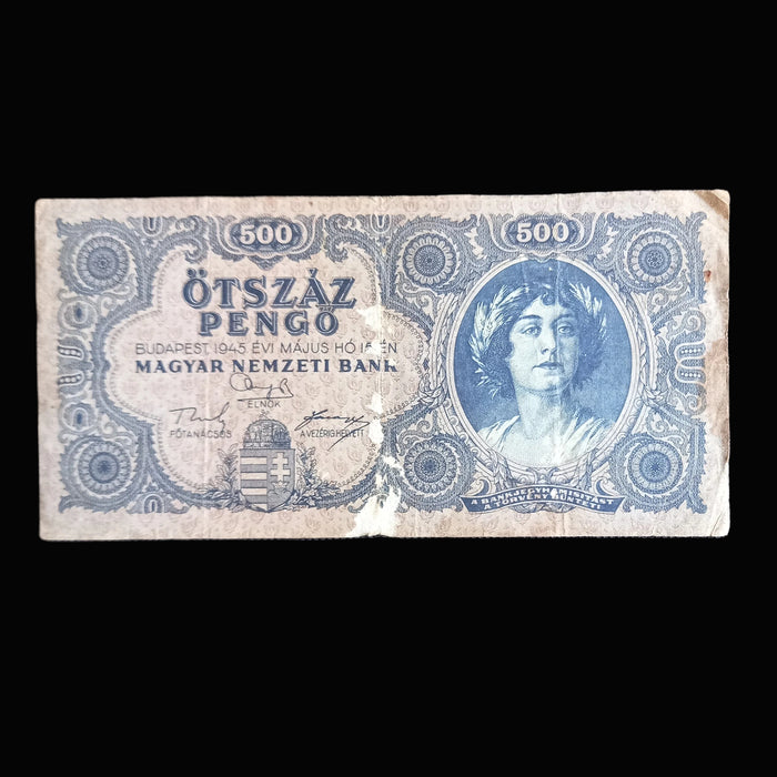 Vintage Banknote 1945 Hungary 500 Pengő ERROR Variant NЯТЬСОТ WWII Hyperinflation