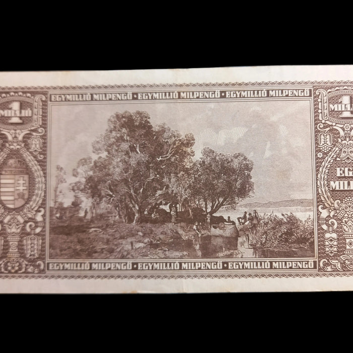 1946 Hungary Banknote One Million Milpengo Pair Trillion Pengo Hyperinflation Choice VF
