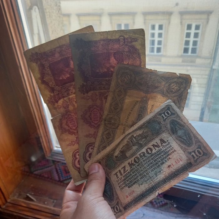 Vintage Banknote 1920-1930 Hungary Korona Pengo Interwar Era Old Money Relic 8pc Set