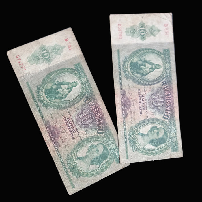 Vintage Banknote 1936 Hungary Tíz 10 Pengő Pair Madonna Baby Jesus Historic Paper Money