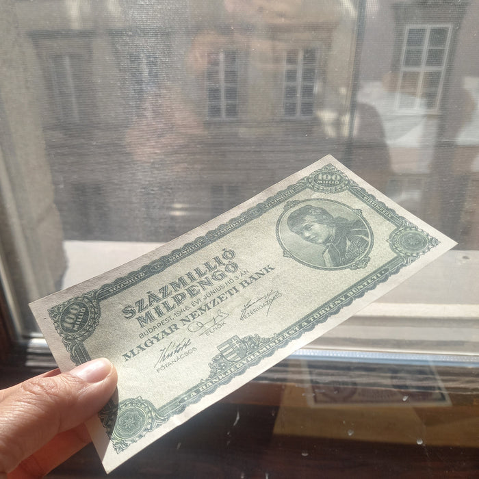 1946 Hungary Banknote One Hundred Million Milpengo Trillion Pengo Bill WW2 AU