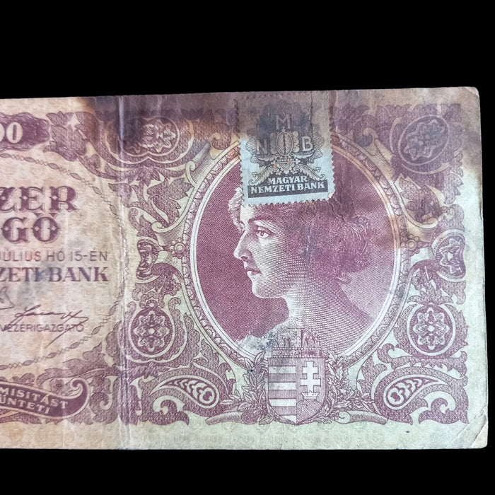 Vintage Banknote 1945 Hungarian 10,000 Pengő Official MNB National Stamp WWII