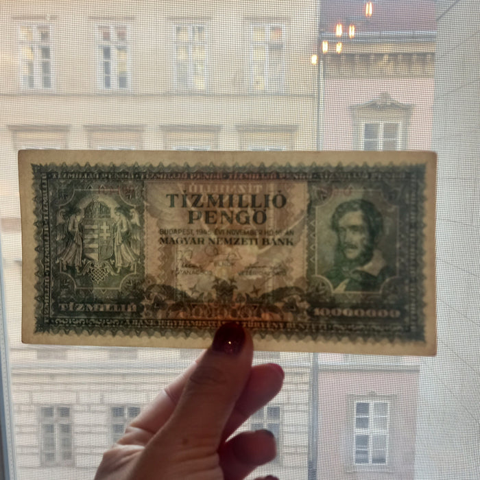 1945 Hungary Banknote 10 Million Pengo Dove of Peace Hyperinflation Money