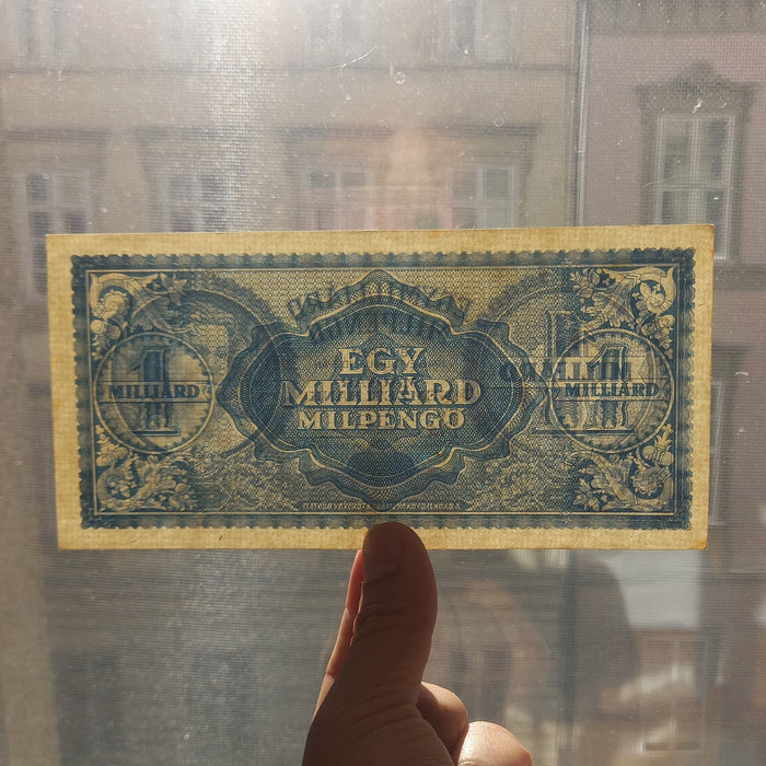 1946 Hungary Banknote One Billion Milpengo Quadrillion Pengo Hyperinflation Bill AU