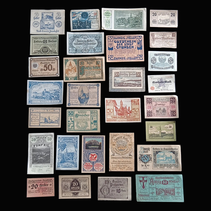 Antique Banknote 1914-1921 Germany Austria Notgeld WWI Collection Lot of 29 Good