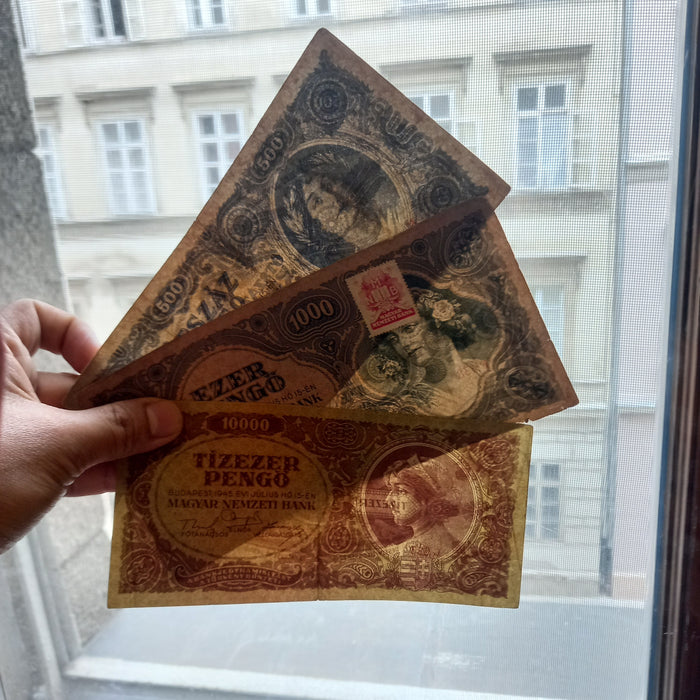 Vintage Banknote 1945 Hungary Pengő 3pc Set Lady Portrait Hyperinflation Currency Europe