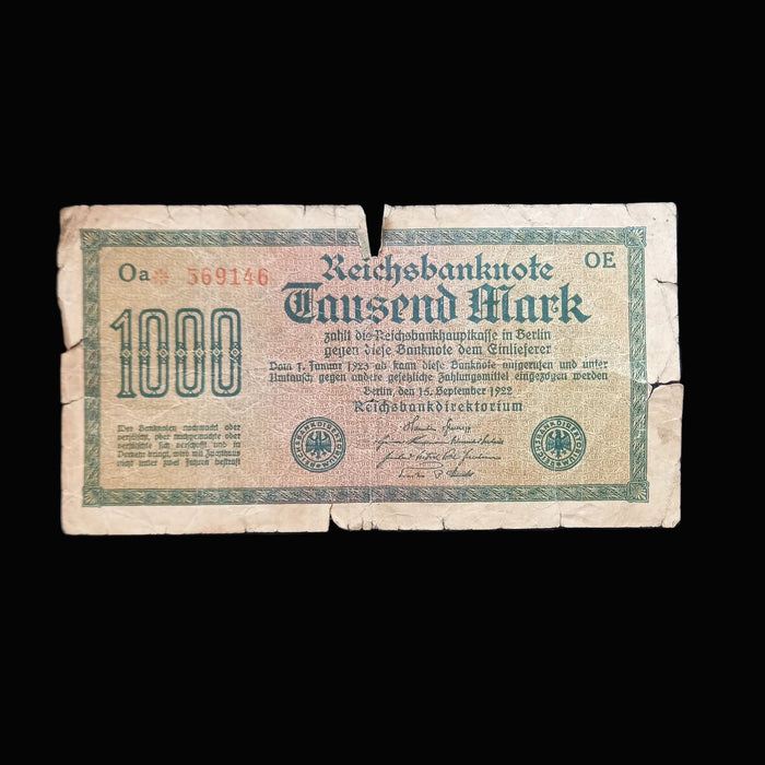 Antique Banknote 1920-1922 Germany Mark 100 1000 Weimar Republic 3pc Set Hyperinflation Money
