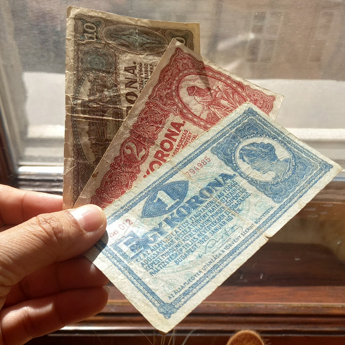 1920 Hungary Banknote Korona Set Rare Star Variant 1 2 10 Post-WWI Antique Money