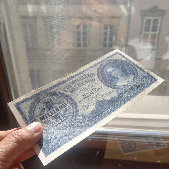 1946 Hungary Banknote One Billion Milpengo Quadrillion Pengo Hyperinflation WWII Money AU