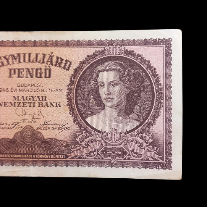 1946 Hungary Banknote One Billion Pengo Historic Europe Paper Money Hyperinflation XF