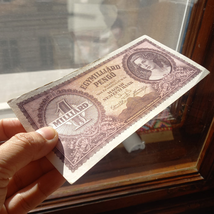 1946 Hungary Banknote One Billion Pengo Historic Europe Paper Money Hyperinflation XF