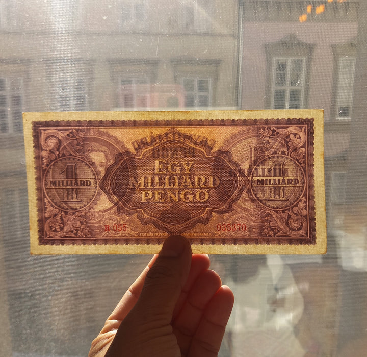 1946 Hungary Banknote One Billion Pengo Historic Europe Paper Money Hyperinflation XF