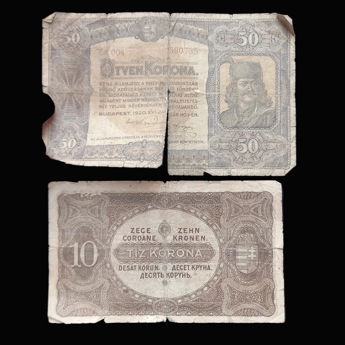 Vintage Banknote 1920-1930 Hungary Korona Pengo Interwar Era Old Money Relic 8pc Set
