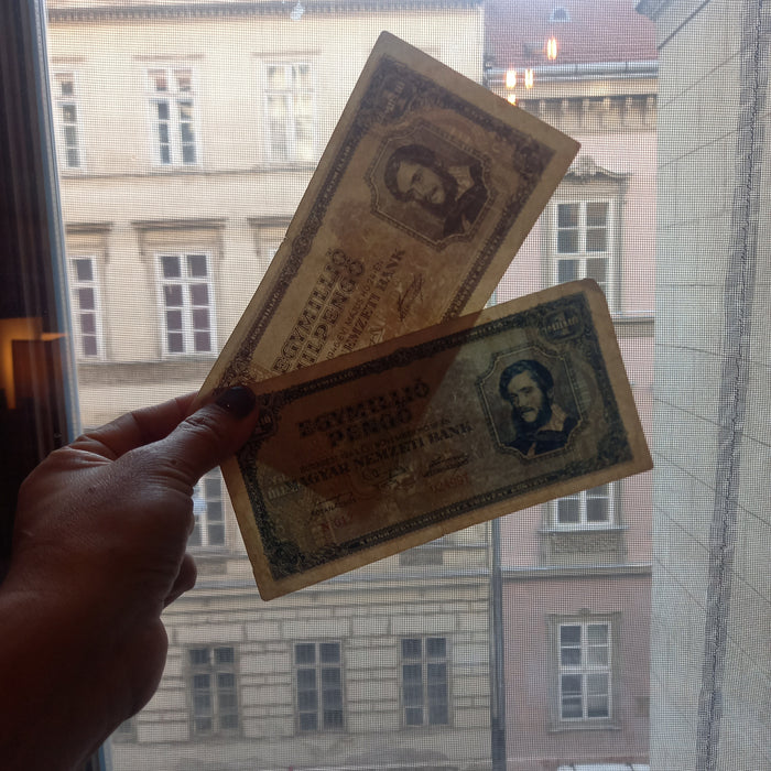 1945-46 Hungary Banknote 1 Trillion & Million Pengo Milpengo Lajos Kossuth Set