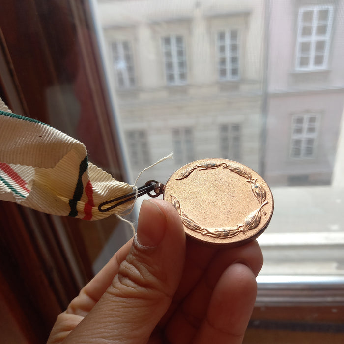 1950-80s Hungarian Basketball Championship Medal Vintage Red White Green Ribbon