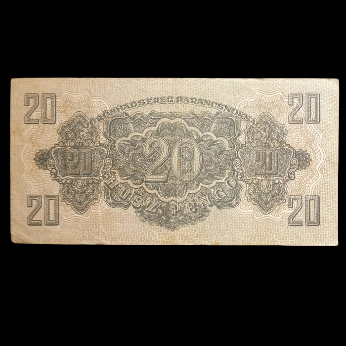 1944 Hungary Banknote Pengő 20 Red Army Occupation Issue WWII Soviet Vinage Bill VF