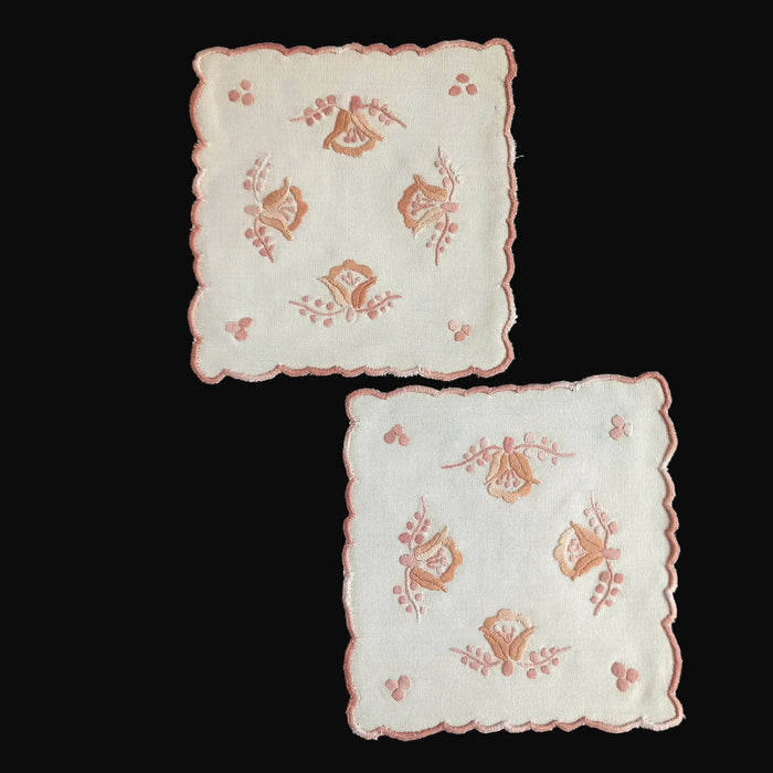 Hungarian Vintage Doily Set of 8 Autumn Farmhouse Handmade Decor 1970-80s