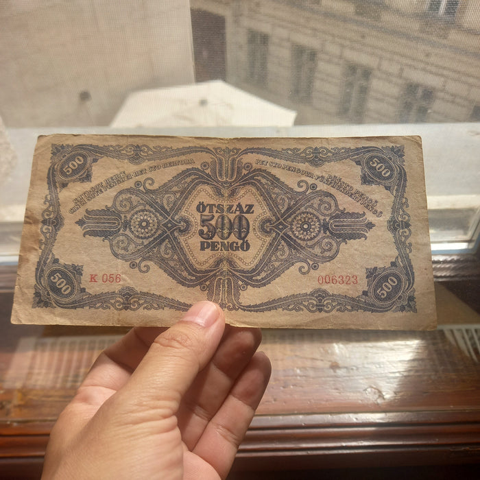 Vintage Banknote Hungary 1945 Ötszáz 500 Pengő Money Rare Spelling Error Variant NЯТЬСОТ