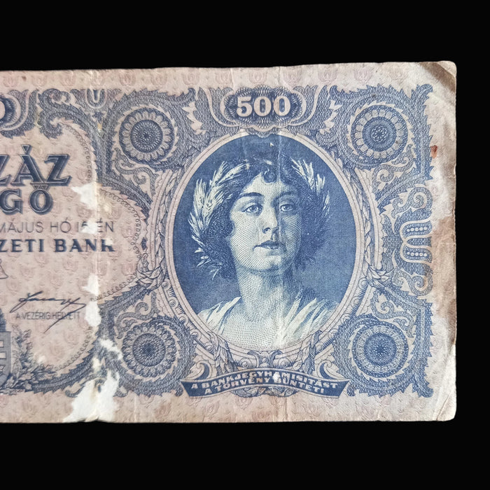 Vintage Banknote 1945 Hungary 500 Pengő ERROR Variant NЯТЬСОТ WWII Hyperinflation