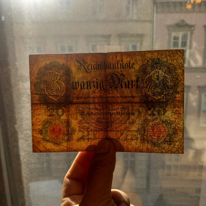 1910 Germany 20 Mark Reichsbanknote Antique Banknote Rare 6-Digit Serial Variety