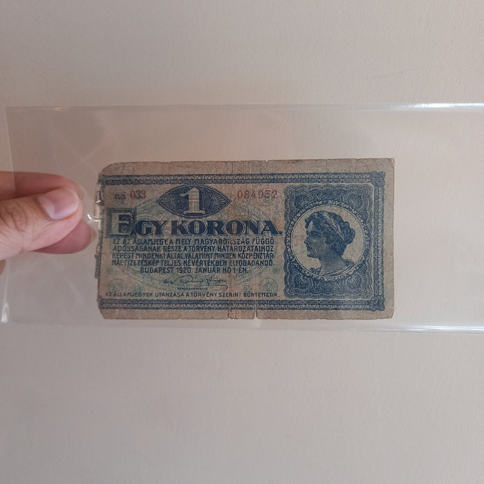 1920 Hungary Banknote 1 Korona Antique Egy One Bill Post-WWI Austro-Hungarian Empire