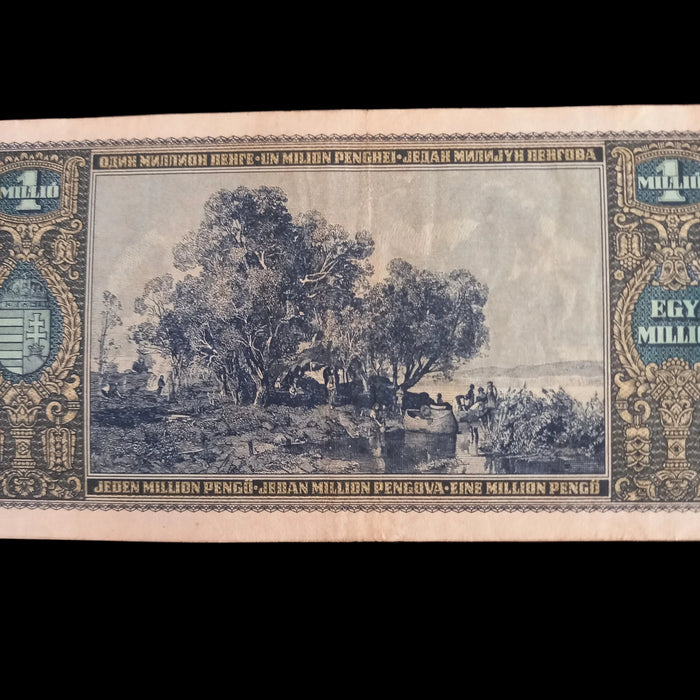 Vintage Banknote 1945 Hungary One Million Pengő 1000000 Hyperinflation Money Lajos Kossuth XF
