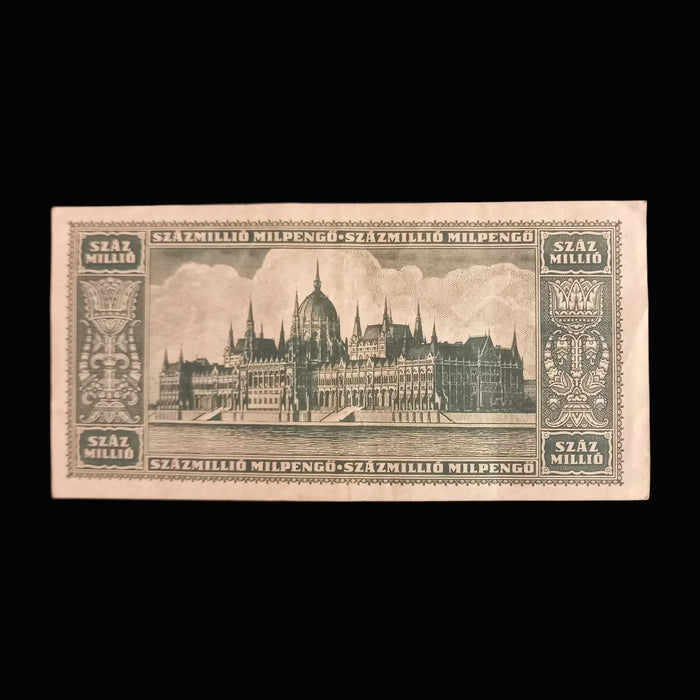 Vintage Banknote 1946 Hungary Százmillió Milpengő Premium 100 Million Hyperinflation Money XF