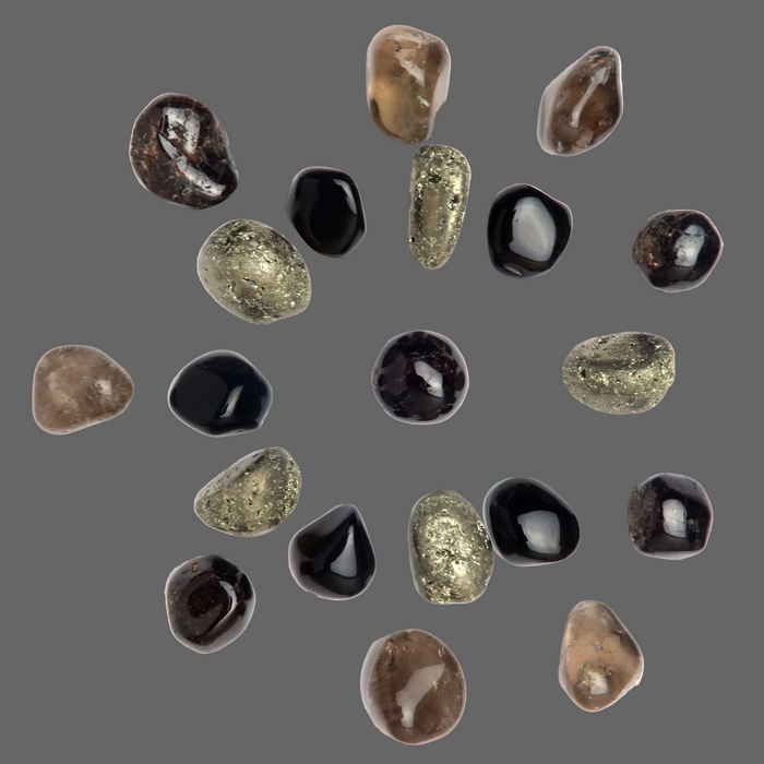 Tumbled Stone Set Root Chakra Builder Garnet Pyrite Obsidian