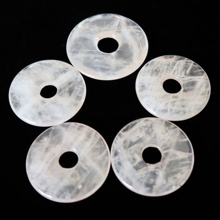 Rose Quartz Gemstone Donut Set of 5 Pink Stand Pendant