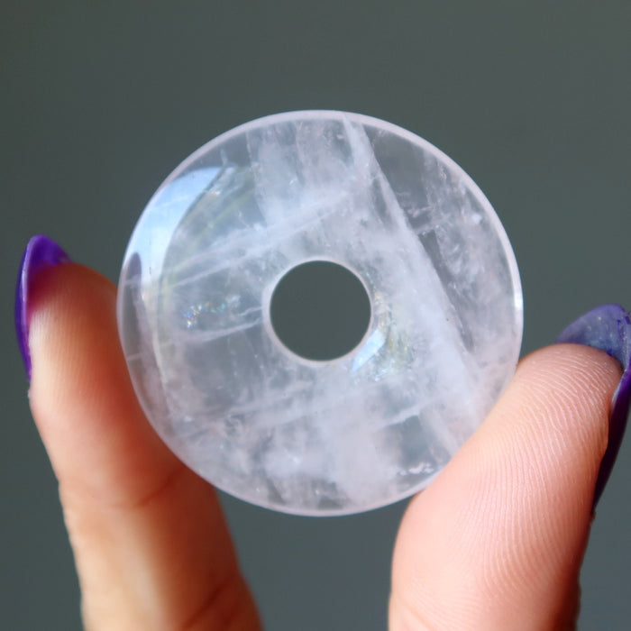 Rose Quartz Gemstone Donut Pink Pendant