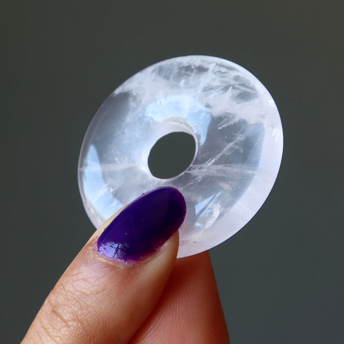 Rose Quartz Gemstone Donut Pink Pendant