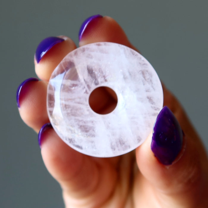 Rose Quartz Gemstone Donut Pink Pendant