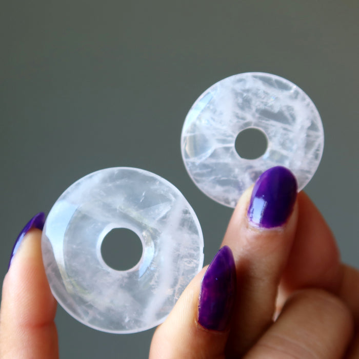 Rose Quartz Gemstone Donut Pink Pendant