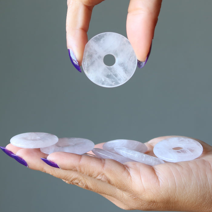 Rose Quartz Gemstone Donut Pink Pendant