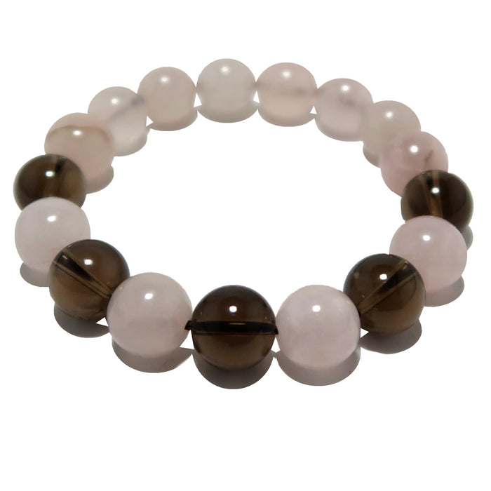 
rose quartz and smoky quartz beaded bracelet