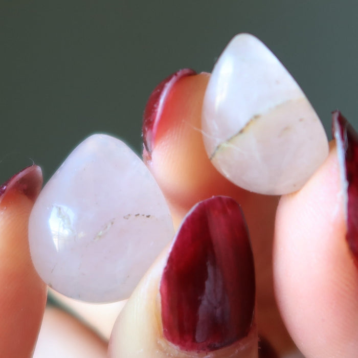 rose quartz teardrop cabochons