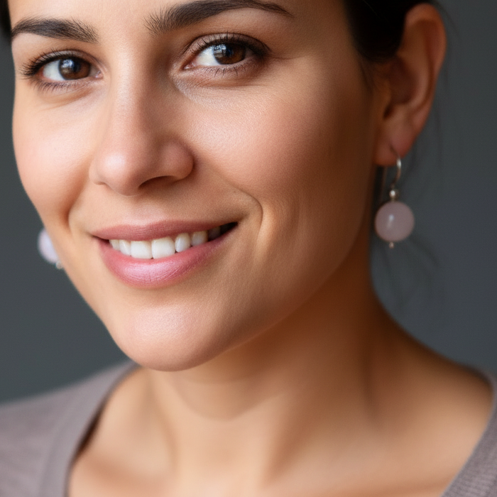Rose Quartz Earrings Romantic Gems Sterling Silver