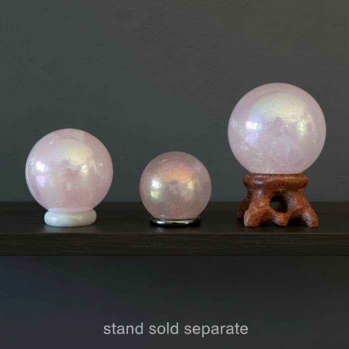 Rose Quartz Sphere Rainbow Aura Unicorn Crystal Ball