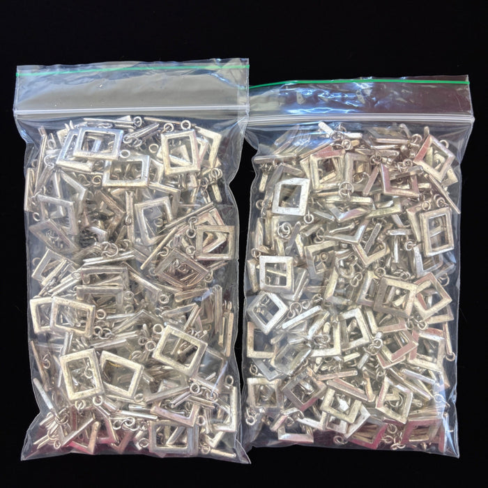 Bulk Square Rectangle Toggle Clasps 2.12 lbs Silver Jewelry Lot