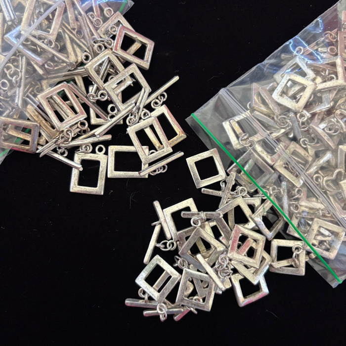 Bulk Square Rectangle Toggle Clasps 2.12 lbs Silver Jewelry Lot