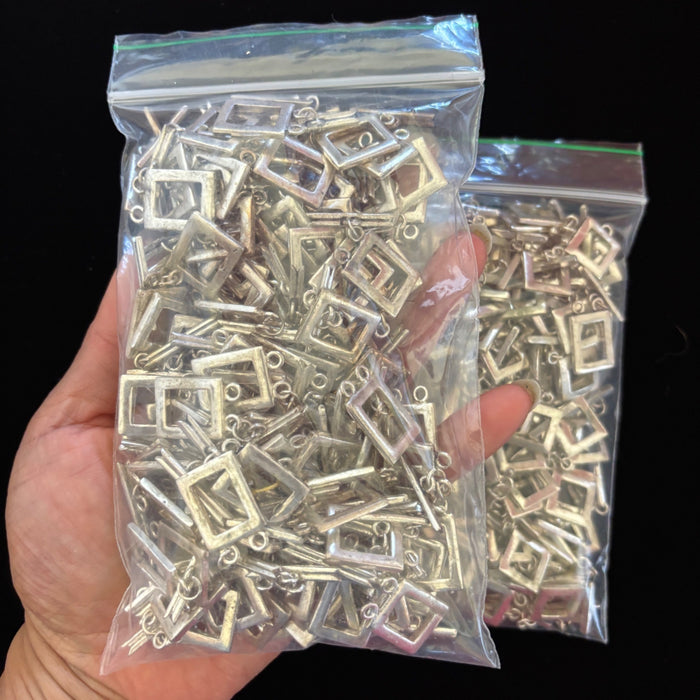 Bulk Square Rectangle Toggle Clasps 2.12 lbs Silver Jewelry Lot