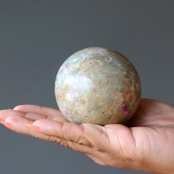 Ruby Fuchsite Sphere Fairy Tale Love Red Green Crystal Ball