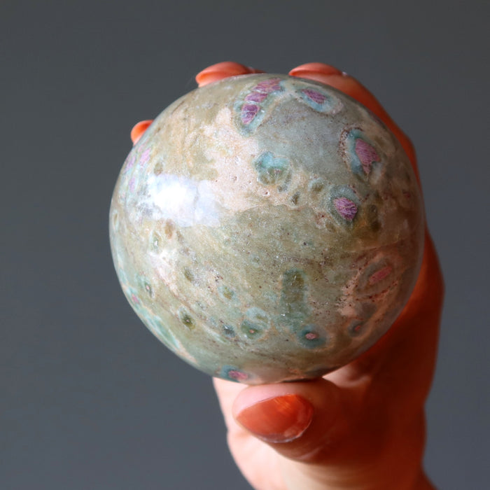 Ruby Fuchsite Sphere Fairy Tale Love Red Green Crystal Ball